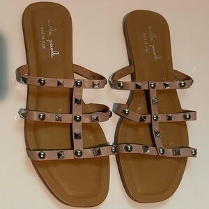 Mila Paoli Tan Studded Sandals